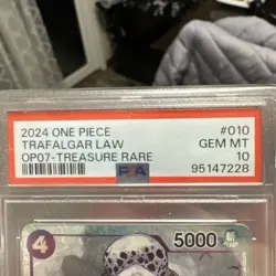 Bandai Trafalgar Law One Piece CCG OP07-010 Treasure Rare Foil PSA 10 - Image 2