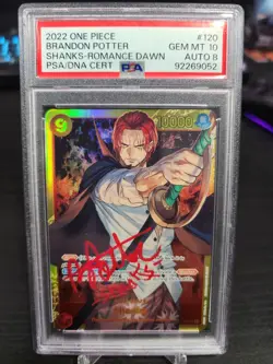 One Piece OP01-120 Shanks SEC PSA 10 Romance Dawn English Signed Brandon Potter - Image 1
