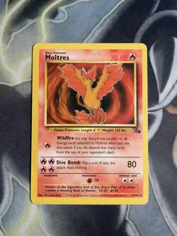 Pokemon Card Fossil Set Non-Holo Moltres 27/62 WOTC - Image 1