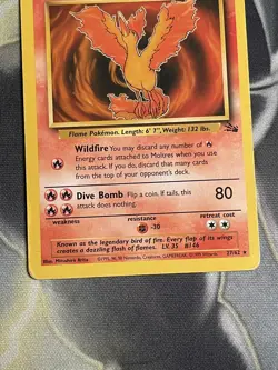 Pokemon Card Fossil Set Non-Holo Moltres 27/62 WOTC - Image 2