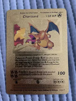 Charizard Gold Foil Card - Fan Art Base Set Hp120 - Image 1