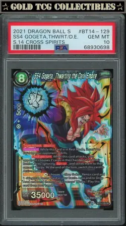 PSA 10 ⭐ SS4 Gogeta SR Cross Spirits Card DBS DBZ Z Heroes - Image 1