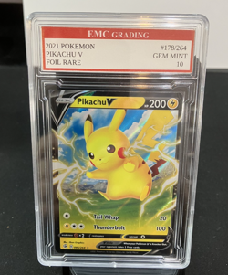 PIKACHU V 178/264 RARE FOIL Pokemon 2021 Card GRADED 10 MINT TCG CCG - Image 1