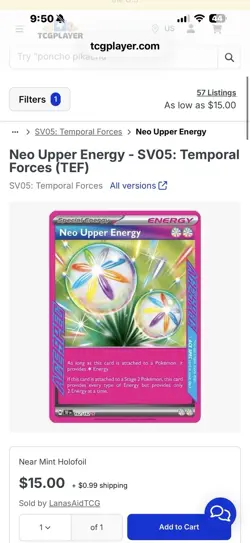 Pokemon Neo Upper Energy 162/162 SV05 Temporal Forces ACE SPEC Holofoil Card - Image 2