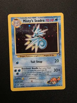 Misty's Seadra 9/132 Gym Heroes Unlimited HOLO RARE Pokemon Card NM+ - Image 1