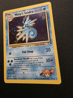 Misty's Seadra 9/132 Gym Heroes Unlimited HOLO RARE Pokemon Card NM+ - Image 2