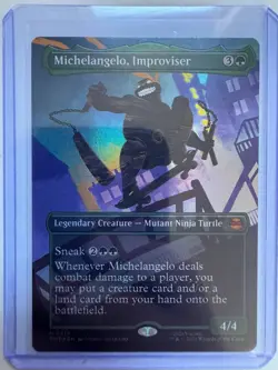 Michelangelo, Improviser Borderless FOIL #0219 TMNT MTG NM ENG - Image 1