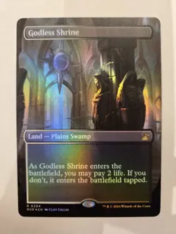 MTG Godless Shrine Borderless Foil #294 Ravnica Remastered Lightly Played - Image 1