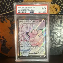 2025 POKEMON SVP PROMO PREMIUM TOURNAMENT COLL #195 LILLIE'S CLEFAIRY EX PSA 9 - Image 1