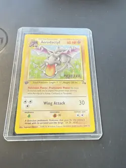 Pokemon TCG Aerodactyl 1/62 Holo Rare 1st Edition Fossil Pre-Release LP - Image 1