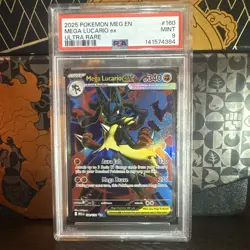 PSA 9 Pokemon TCG 2025 Mega Evolution #160/132 Mega Lucario ex UR Holo - Image 1