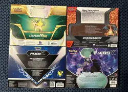 Pokemon TCG Leafeon VStar, Charizard EX, Pikachu V, Calyrex V Box. (Lot of 4) - Image 2