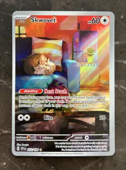 Pokemon Scarlet and Violet - NM OFF CENTER - SKWOVET - ILLUSTRATION RARE 222/198 - Image 1