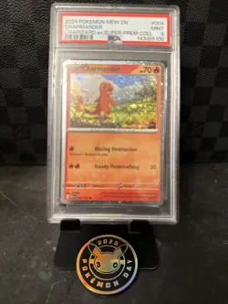 2023 Pokemon 151 Charmander Cosmos Holo #004 PSA 9 Slugma Sunday 🔥 - Image 1