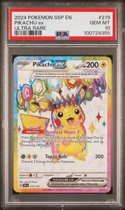 PSA 10 Pikachu ex #219 Pokemon Surging Sparks - Image 1