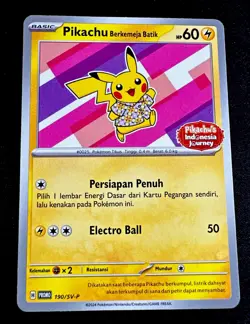 Pikachu Berkemeja Batik 190/SV-P NM Stamped Indonesia Journey Promo Pokemon 2024 - Image 1