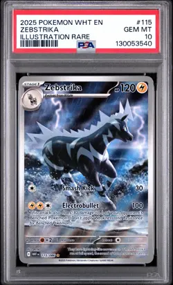 2025 POKEMON WHT EN-WHITE FLARE ILLUSTRATION RARE #115 ZEBSTRIKA PSA 10 - Image 1