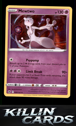 Mewtwo 059/159 Pokemon Holo Rare Crown Zenith Card NM - Image 1