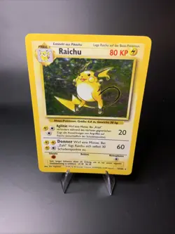 Raichu Holo Base Set 14/102 GERMAN Vintage Pokemon Card 1999 Creased MP WOTC - Image 1
