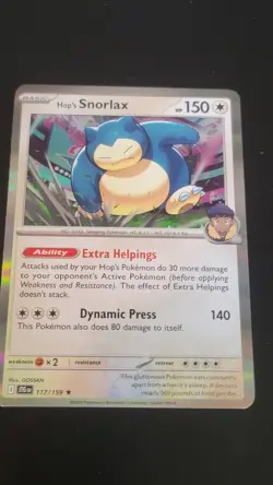 Hop's Snorlax 117/159 Sv09: Journey Together Holo Pokemon Card - Image 1