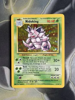 Nidoking 11/102 Base Set Rare Holo Pokemon Card WOTC 1999 - LP - Image 1