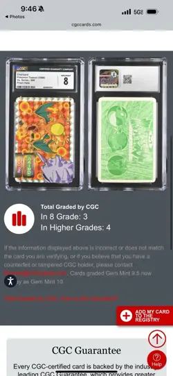 Charizard Pokemon Topsun (1998) Vs. Series - 006 Prism Holo CGC 8 - Image 3