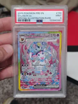 Pokemon Prismatic Evolution Sylveon EX Special Evolution Rare #156 PSA 9 - Image 1