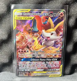Charizard & Braixen GX SM230 – Full Art Tag Team Ultra Rare Promo Holo NM/Mint - Image 1