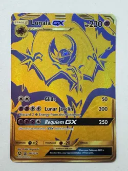 Pokemon TCG - Lunala GX - Hidden Fates SM103a Black Star Promo Gold Full Art - Image 1