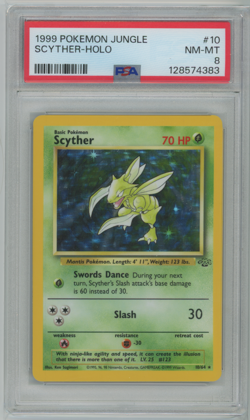 POKEMON 1999 JUNGLE #10 SCYTHER-HOLO PSA 8 #10 - Image 1