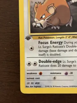 Pokemon TCG Lt. Surge's Raticate Gym Challenge 1st Edition Uncommon 53/132 60 HP - Image 2