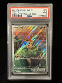 2025 Pokemon Victini PSA 9 #208 Unova Illustration Collection Black Star Promo - Image 1