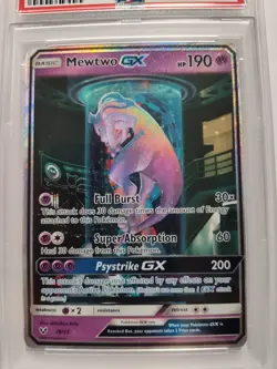 2017 POKEMON SUN & MOON SHINING LEGENDS SECRET RARE #78 MEWTWO GX PSA 8 card - Image 2