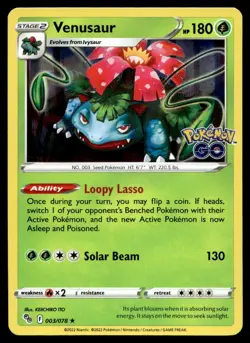 Venusaur 3/78 Pokemon Card Pokemon GO Rare 180 HP Holo Lightly Played BW - Image 1