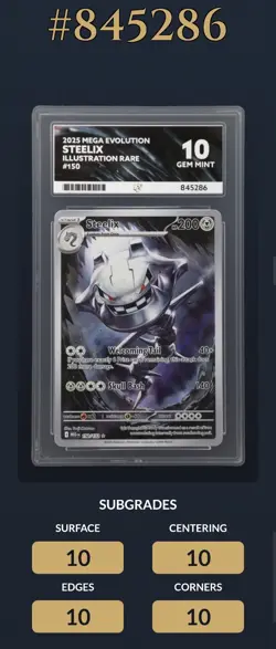 Steelix ACE 10 Mega Evolution 150/132 Perfect Subgrades! Pokemon Card - Image 4
