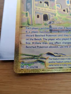 Pokemon Collapsed Stadium 215/196 SWSH Lost Origin Gold Secret Rare Card NM - Image 2