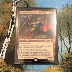 Magic: The Gathering Purphoros Bronze-Blooded Mythic Red Theros Beyond Death - Image 1