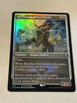 mtg promo pack foil Resolute Reinforcements, Dominaria United, unplayed - Image 1