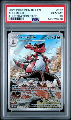 2025 POKEMON BLK EN-BLACK BOLT ILLUSTRATION RARE #137 KROOKODILE PSA 10 - Image 1