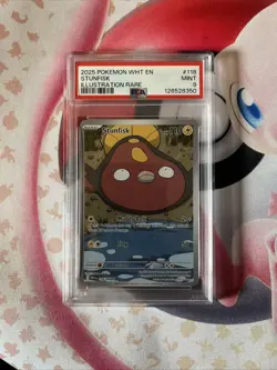 STUNFISK 118/086 ILLUSTRATION RARE 2025 POKEMON WHITE FLARE PSA 9 MINT - Image 1