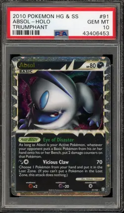 Pokemon Absol Prime Triumphant Holo Ultra Rare #91 PSA 10 Gem Mint - Image 1