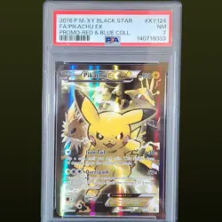 2016 POKEMON XY BLACK STAR PROMO RED & BLUE COLL FULL ART/PIKACHU EX PSA 7 - Image 1