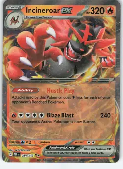 Incineroar ex - 034/162 Double Rare Holo SV05: Temporal Forces NM Pokemon - Image 1