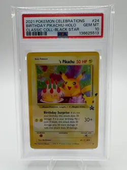 2021 POKEMON CELEBRATIONS CLASSIC COLL #24 BIRTHDAY PIKACHU-HOLO PSA 10 - Image 1