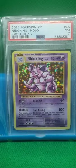 PSA 7 2016 Pokemon Nidoking Holo 45/108 XY Evolutions NEAR MINT GRADED TCG SLAB - Image 1