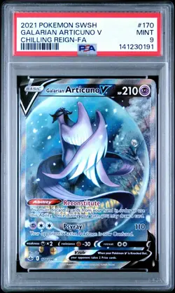 Galarian Articuno V 170/198 2021 Pokemon Chilling Reign SWSH PSA 9 - Image 1