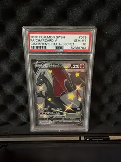 2020 Pokemon SWSH Champion's Path Secret Rare #079 FA/Charizard v PSA 10 Gem MT - Image 1