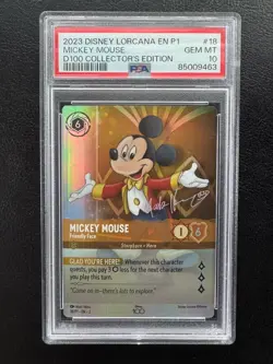 Disney Lorcana Mickey Mouse Friendly Face 18/P1 D100 Collector’s Edition PSA 10 - Image 1