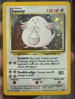 Black Dot ERROR Chansey Base Set Holo Rare 3/102 Pokemon TCG Card Misprint - Image 1