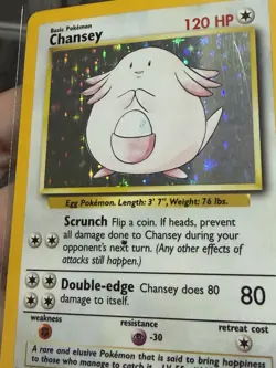 Black Dot ERROR Chansey Base Set Holo Rare 3/102 Pokemon TCG Card Misprint - Image 2